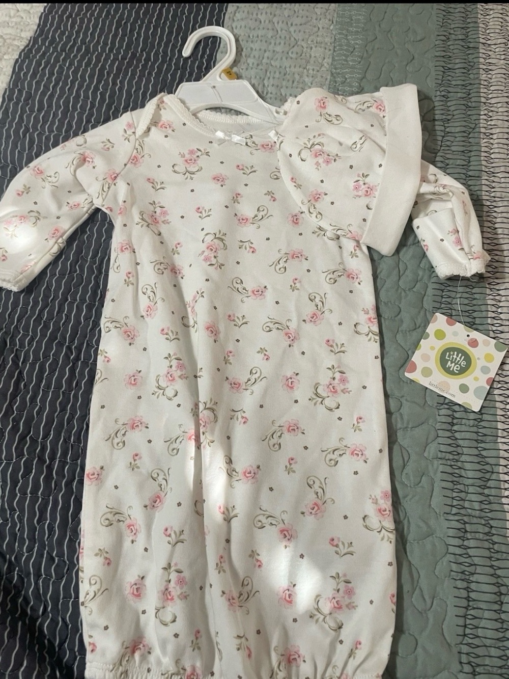 Little Me White and Pink Floral Sleep Sack with Hat